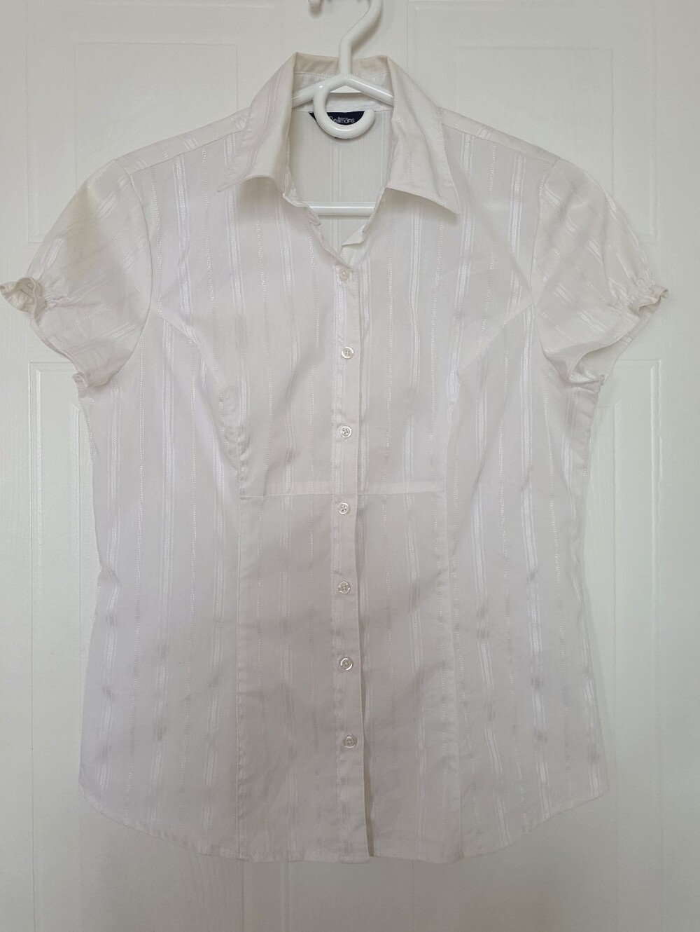 Reitmans Short-Sleeve Button-Up Blouse, White, Small